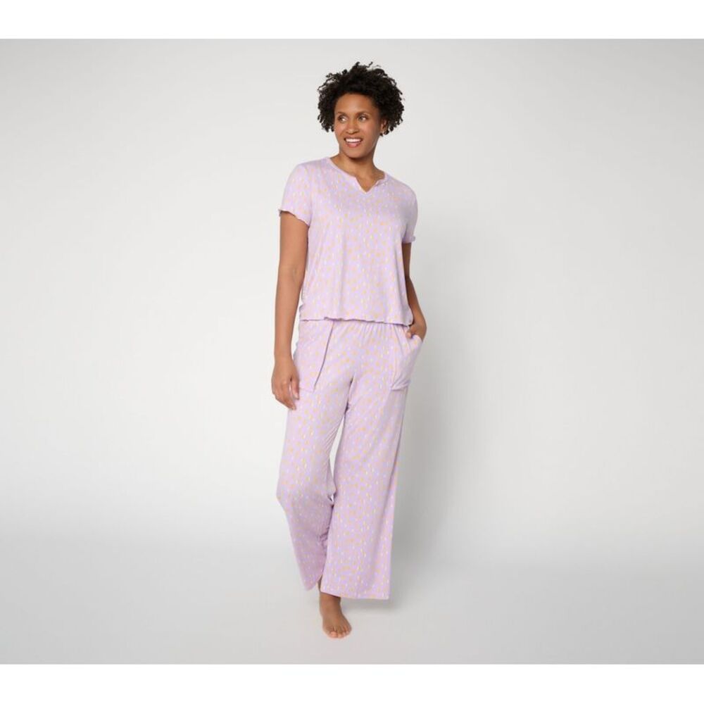 Ocean Pacific Women's Sleepwear Sz S Short Sleeve Pant Lounge Set Purple